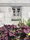Architecture of Chicago River bridgehouse and flowerbed Royalty Free Stock Photo