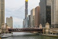 Chicago river and DuSable bridge Royalty Free Stock Photo