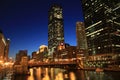 Chicago River at Night Royalty Free Stock Photo