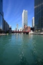 Chicago River and riverfront buildings, Chicago, Illinois.