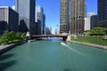 Chicago River and riverfront buildings, Chicago, Illinois.