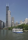 Chicago River and skyscrapers including Willis Tower (formerly Sears Tower). Royalty Free Stock Photo