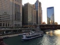 Chicago River at Sunset, Downtown Chicago, Illinois, USA Royalty Free Stock Photo