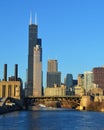 Chicago River View of the Chicago skyline Royalty Free Stock Photo