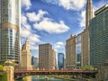 The Chicago River at Wabash Avenue in Chicago, USA. Modern Cityscape. Royalty Free Stock Photo