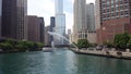 Chicago river with water stream