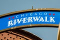 Chicago Riverwalk sign entrance. Information