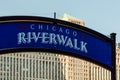Chicago Riverwalk sign entrance. Information