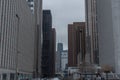 Chicago`s downtown and John Hancock Center skyscraper vista in late March