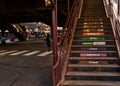 Chicago`s elevated `el` transportation system - stairs leading up to train platform