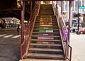 Chicago`s elevated `el` transportation system - stairs leading up to train platform