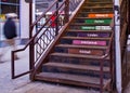 Chicago`s elevated `el` transportation system - stairs leading up to train platform