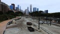 Chicago skline with transit train