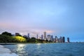 The Chicago skyline across Lake Michigan Royalty Free Stock Photo