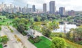 Chicago skyline aerial drone view from above, city of Chicago downtown skyscrapers cityscape bird`s view from park, Illinois, USA Royalty Free Stock Photo