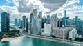 Chicago skyline aerial drone view from above, city of Chicago downtown skyscrapers and lake Michigan cityscape, Illinois, USA Royalty Free Stock Photo