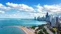 Chicago skyline aerial drone view from above, city of Chicago downtown skyscrapers and lake Michigan cityscape, Illinois, USA Royalty Free Stock Photo