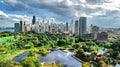 Chicago skyline aerial drone view from above, city of Chicago downtown skyscrapers cityscape view from park, Illinois, USA Royalty Free Stock Photo