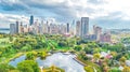 Chicago skyline aerial drone view from above, city of Chicago downtown skyscrapers and lake Michigan, Illinois, USA