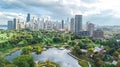 Chicago skyline aerial drone view from above, lake Michigan and city of Chicago downtown skyscrapers cityscape bird`s view Royalty Free Stock Photo