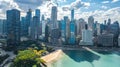 Chicago skyline aerial drone view from above, lake Michigan and city of Chicago downtown skyscrapers cityscape, Illinois, USA Royalty Free Stock Photo