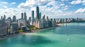 Chicago skyline aerial drone view from above, lake Michigan and city of Chicago downtown skyscrapers cityscape, Illinois, USA Royalty Free Stock Photo