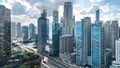 Chicago skyline aerial drone view from above, lake Michigan and city of Chicago downtown skyscrapers cityscape, Illinois, USA Royalty Free Stock Photo