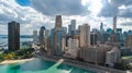 Chicago skyline aerial drone view from above, lake Michigan and Chicago downtown skyscrapers cityscape, Illinois, USA