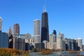 Chicago skyline in autumn Royalty Free Stock Photo