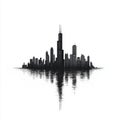 Chicago Skyline Black and White Reflection Modern Cityscape Royalty Free Stock Photo