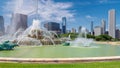 Chicago skyline by Buckingham fountain, Chicago, Illinois Royalty Free Stock Photo