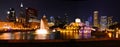 Chicago skyline and Buckingham Fountain at night. Royalty Free Stock Photo