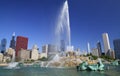 Chicago skyline and Buckingham Fountain Royalty Free Stock Photo