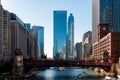 Chicago skyline and business skyscrapers, Marshall Suloway Bridge Royalty Free Stock Photo