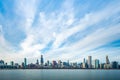 Chicago Skyline Cityscape with lake in front and  blue sky with cloud, Chicago, United state Royalty Free Stock Photo