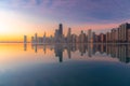Chicago Skyline Cityscape at night  and  blue sky with cloud, Chicago, United state Royalty Free Stock Photo