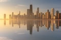 Chicago Skyline Cityscape at night  and  blue sky with cloud, Chicago, United state Royalty Free Stock Photo