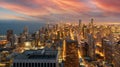 Chicago Skyline Cityscape at night  and  blue sky with cloud, Chicago Royalty Free Stock Photo