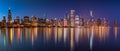 Chicago Skyline Cityscape at night with lake in front and  blue sky with cloud, Chicago, United state Royalty Free Stock Photo