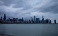 Chicago skyline in a cloudy day. View from Adler Planetarium