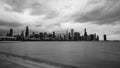 Chicago skyline in a cloudy day. View from Adler Planetarium