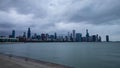 Chicago skyline in a cloudy day. View from Adler Planetarium