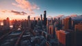 Chicago skyline at dawn Royalty Free Stock Photo