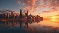 Chicago skyline at dawn Royalty Free Stock Photo