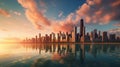 Chicago skyline at dawn Royalty Free Stock Photo