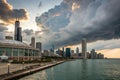 Chicago skyline with dramatic clouds Royalty Free Stock Photo
