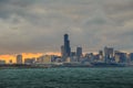 Chicago Skyline at dusk Royalty Free Stock Photo