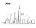 Chicago Skyline, Hand drawn Silhouette