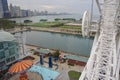 The Chicago Skyline and Lake Michigan seen from a gondola on the Navy Pier Ferris Wheel. Royalty Free Stock Photo