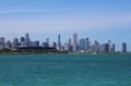 Chicago skyline and Lake Michigan seen from 31st Street harbor